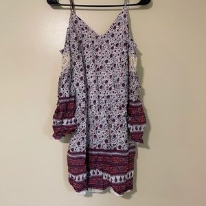 Leshop Floral Dress with Crochet Detail on Sleeve